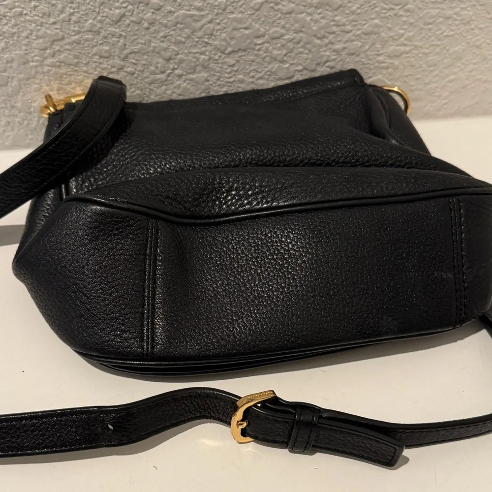 Marc Jacobs Empire City Crossbody Saddle Bag Black Pebbled Leather